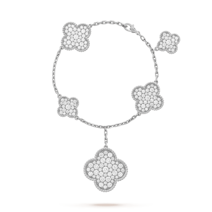 [Luxe]CLOVER 6 MOTIFS SILVER DIAMOND BRACELET