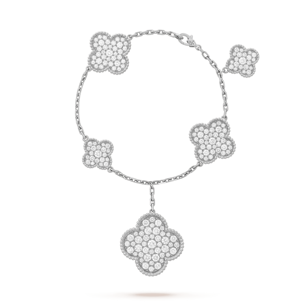 [LUXE]CLOVER 6 MOTIFS SILVER DIAMOND BRACELET