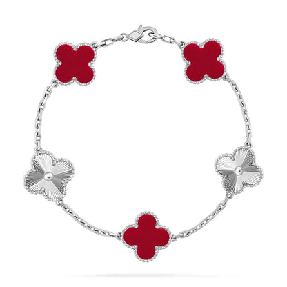 [LUXE] KLEE-ARMBAND MIT 5 MOTIVEN AUS ROTEM KARNEOL