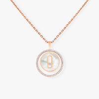 [Luxe Jewelry]LUCKY MOVE 1 DIAMOND WHITE MOTHER OF PEARL PINK GOLD DIAMOND NECKLACE