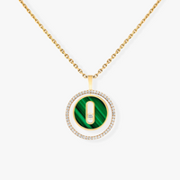 [Luxe Jewelry]LUCKY MOVE 1 DIAMOND MALACHITE GOLD DIAMOND NECKLACE