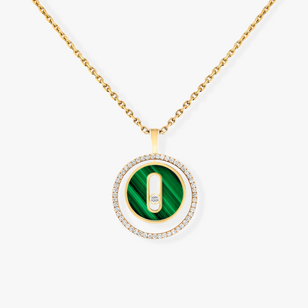 [Luxe Jewelry]LUCKY MOVE 1 DIAMOND MALACHITE GOLD DIAMOND NECKLACE