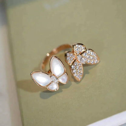 [LUXE]ZWEI SCHMETTERLINGS-DIAMANT-MOP-RING