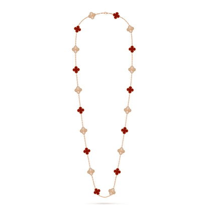 [Luxe Jewelry]CLOVER 20 MOTIFS LASER CARNELIAN NECKLACE