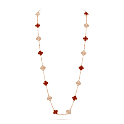 [Luxe Jewelry]CLOVER 20 MOTIFS LASER CARNELIAN NECKLACE
