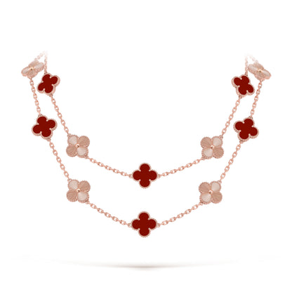 [Luxe Jewelry]CLOVER 20 MOTIFS LASER CARNELIAN NECKLACE