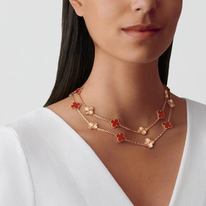 [Luxe Jewelry]CLOVER 20 MOTIFS LASER CARNELIAN NECKLACE