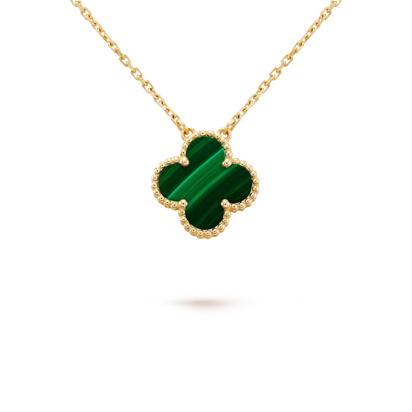 [Luxe]CLOVER 15MM MALACHITE SINGLE FLOWER  NECKLACE