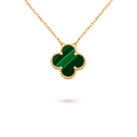 [Luxe]CLOVER 15MM MALACHITE SINGLE FLOWER  NECKLACE