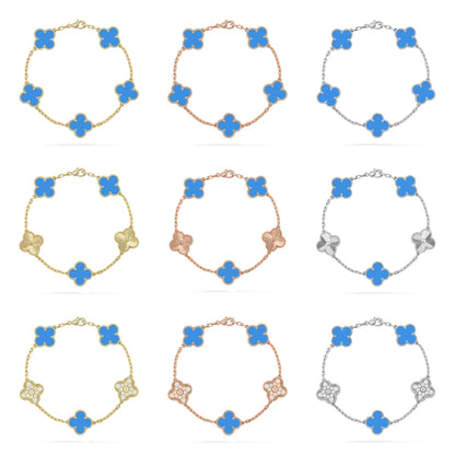 [LUXE] CLOVER 5 MOTIF BLUE AGATE BRACELET COLLECTION