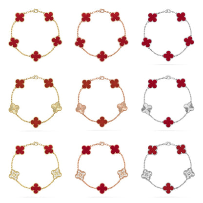 [LUXE] KLEE-ARMBAND MIT 5 MOTIVEN AUS ROTEM KARNEOL