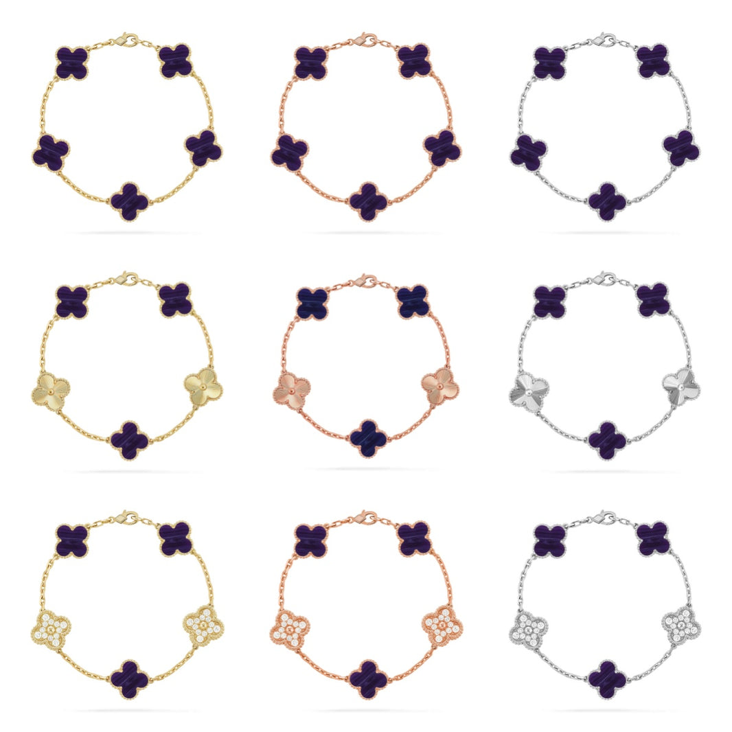 [LUXE]CLOVER 5 MOTIVE LILA GESTREIFTES ARMBAND KOLLEKTION