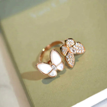 [LUXE]ZWEI SCHMETTERLINGS-DIAMANT-MOP-RING