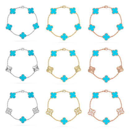[LUXE] CLOVER 5 MOTIF TURQUOISE BRACELET COLLECTION
