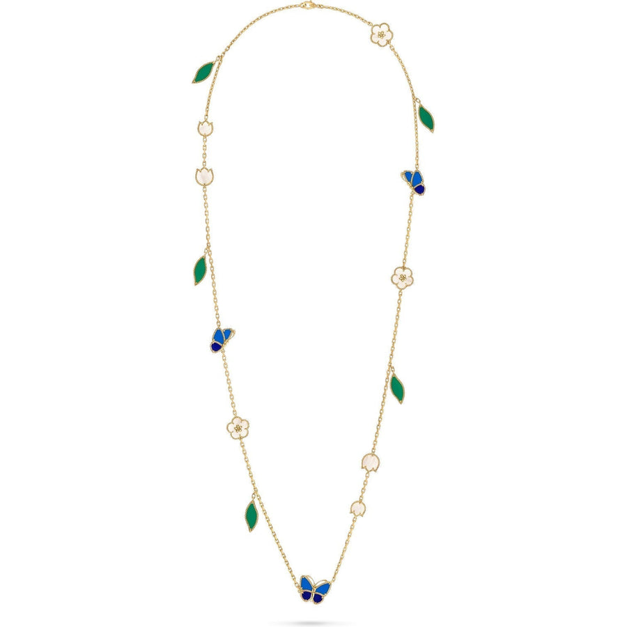 [Luxe Jewelry]LUCKY SPRING BUTTERFLY 15 FLOWER NECKLACE