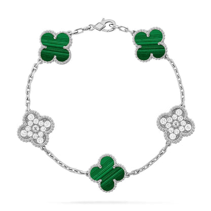 [LUXE] CLOVER 5 MOTIF MALACHITE BRACELET COLLECTION