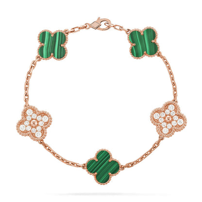 [LUXE] CLOVER 5 MOTIF MALACHITE BRACELET COLLECTION