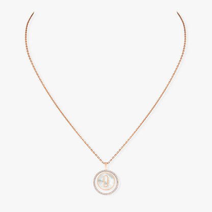 [Luxe Jewelry]LUCKY MOVE 1 DIAMOND WHITE MOTHER OF PEARL PINK GOLD DIAMOND NECKLACE