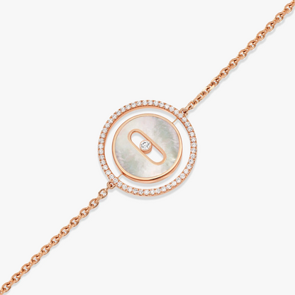 [Luxe Jewelry]LUCKY MOVE WHITE MOTHER OF PEARL PINK GOLD DIAMOND BRACELET