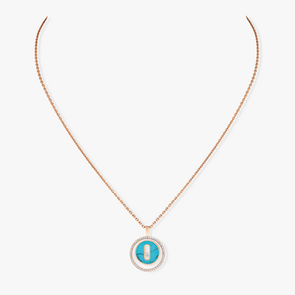 [Luxe Jewelry]LUCKY MOVE 1 DIAMOND TURQUOISE PINK GOLD DIAMOND NECKLACE