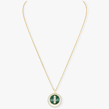 [Luxe Jewelry]LUCKY MOVE 3 DIAMOND MALACHITE GOLD DIAMOND NECKLACE