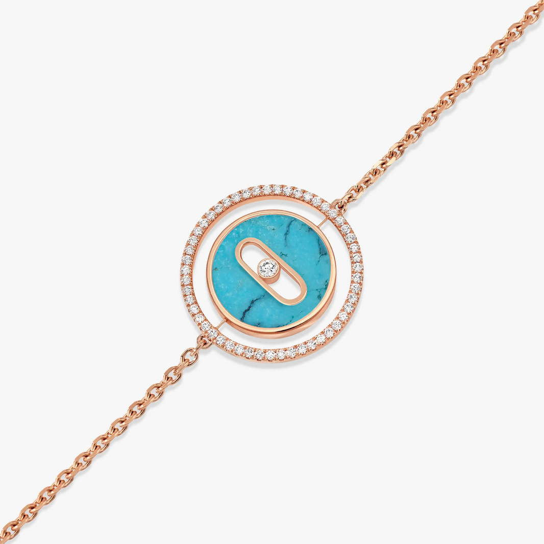 [Luxe Jewelry]LUCKY MOVE TURQUOISE PINK GOLD DIAMOND BRACELET
