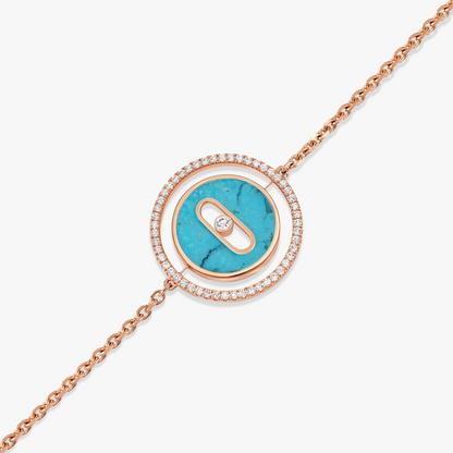 [Luxe Jewelry]LUCKY MOVE TURQUOISE PINK GOLD DIAMOND BRACELET