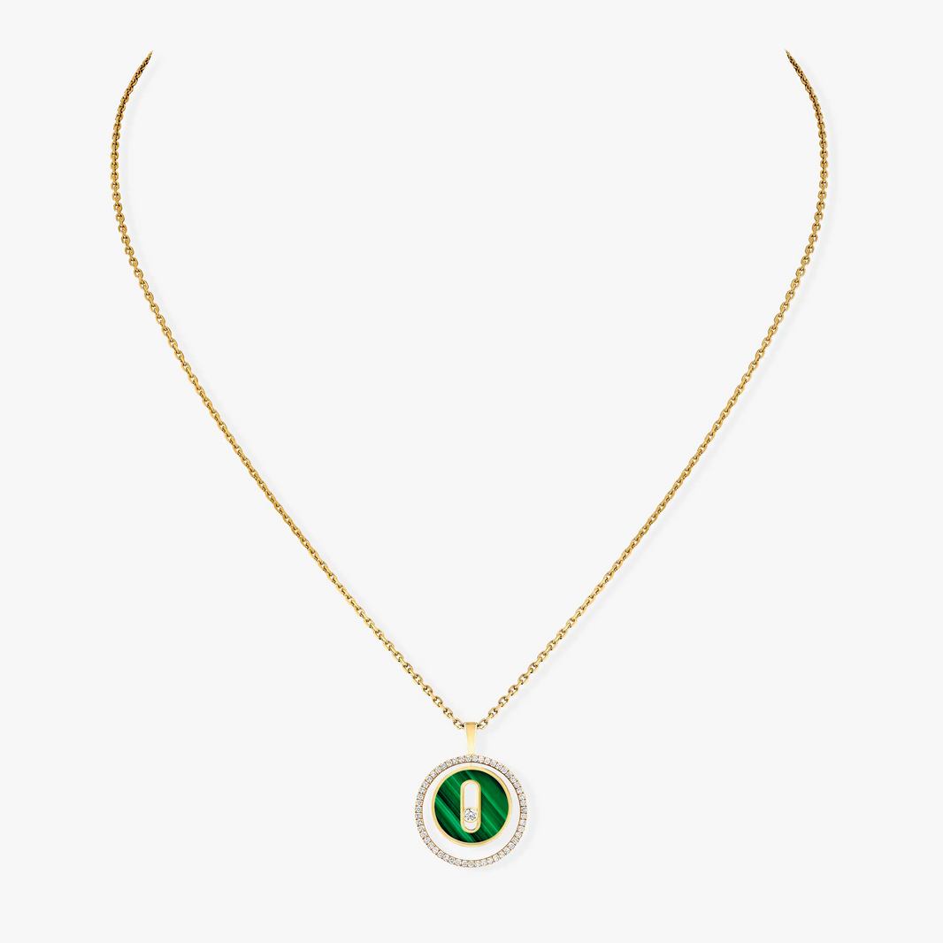 [Luxe Jewelry]LUCKY MOVE 1 DIAMOND MALACHITE GOLD DIAMOND NECKLACE
