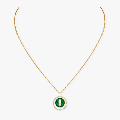 [Luxe Jewelry]LUCKY MOVE 1 DIAMOND MALACHITE GOLD DIAMOND NECKLACE