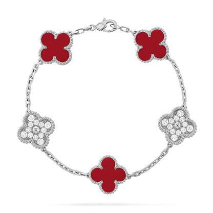[LUXE] KLEE-ARMBAND MIT 5 MOTIVEN AUS ROTEM KARNEOL