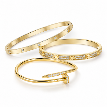 [Luxe Jewelery] JUSTE Diamond & LOVE Diamond Bracelet Stack Set