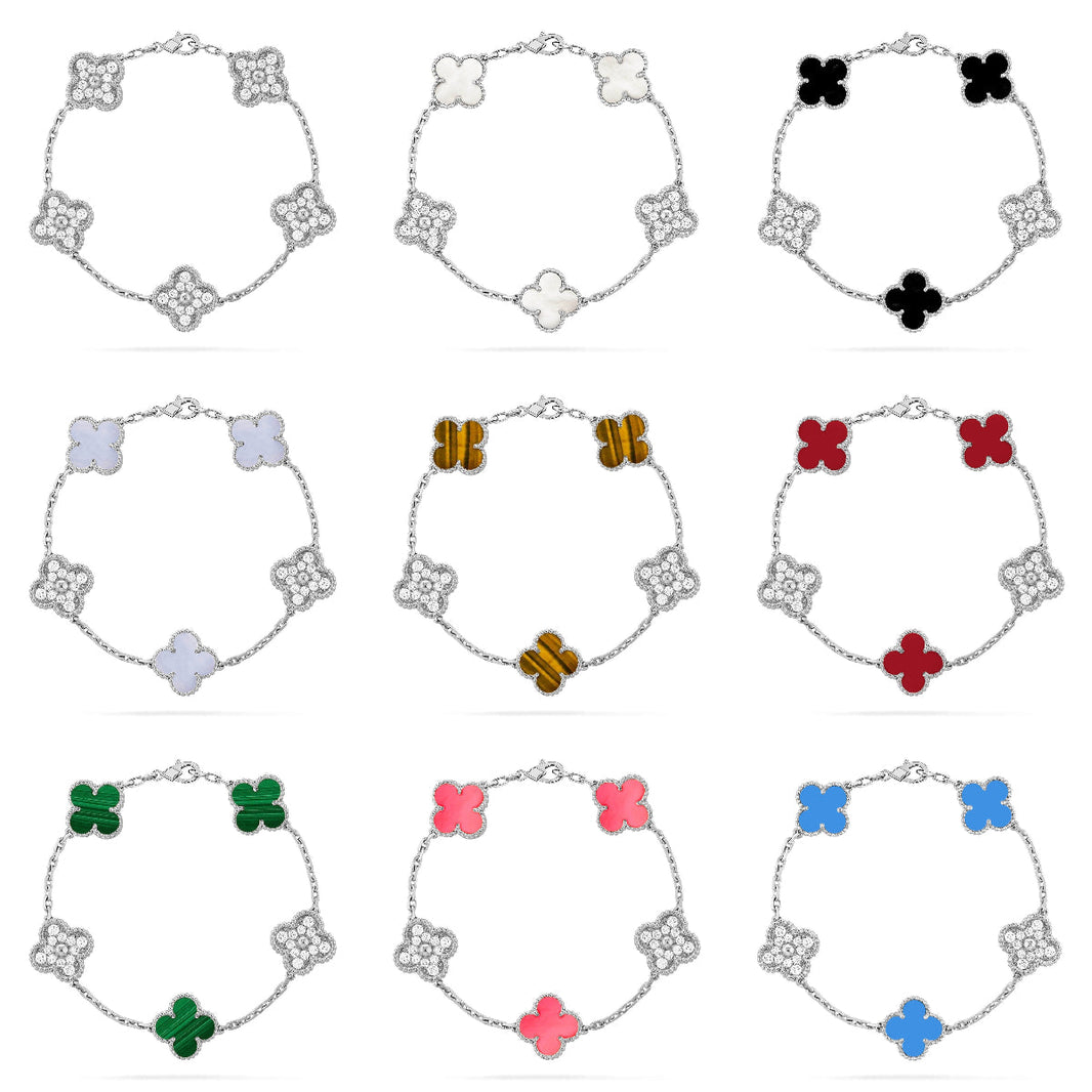 [LUXE]CLOVER DIAMOND SILVER BRACELET COLLECTION,5 MOTIFS
