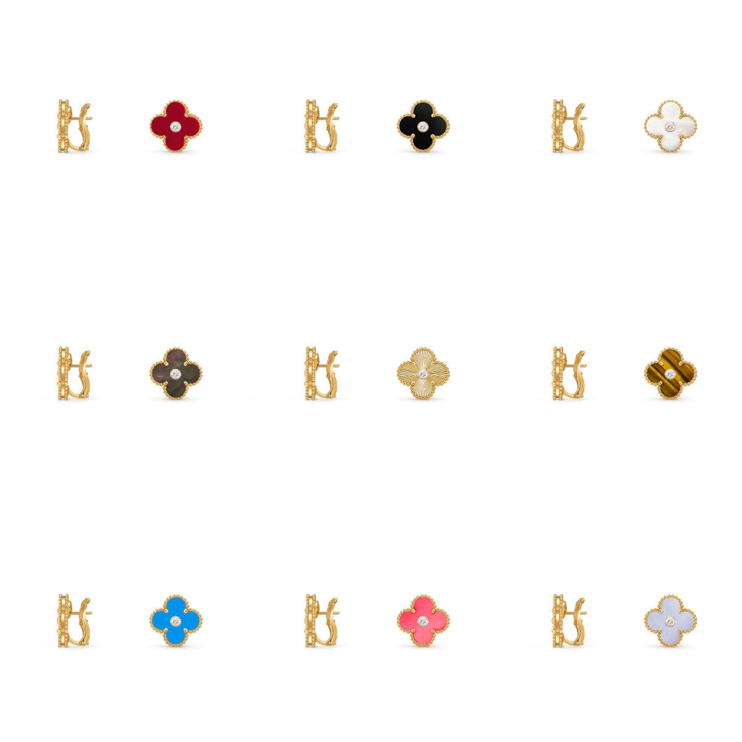 [LUXE]CLOVER 15MM MOP DIAMOND EARRINGS COLLECTION