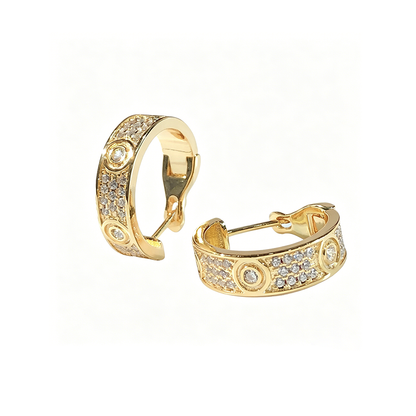 [Luxe Jewelry] LOVE 5.5MM DIAMOND PAVED EARRINGS
