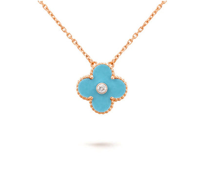 [LUXE]CLOVER 15MM DIAMOND SINGLE FLOWER NECKLACE COLLECTION