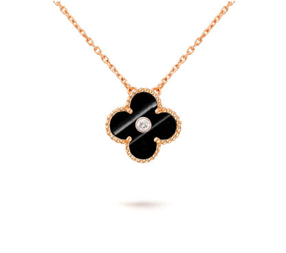 [LUXE]CLOVER 15MM DIAMOND SINGLE FLOWER NECKLACE COLLECTION