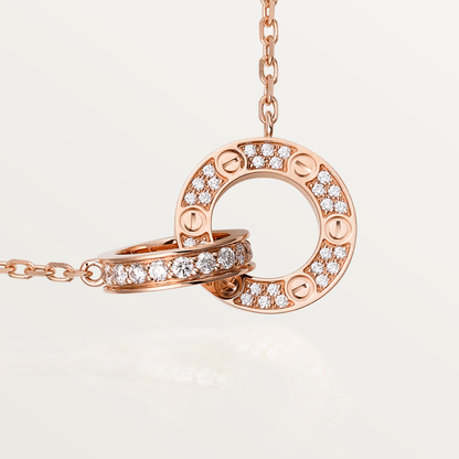 [Luxe]LOVE 7.6MM NECKLACE ROSE GOLD AND SILVER  FULL DIAMOND