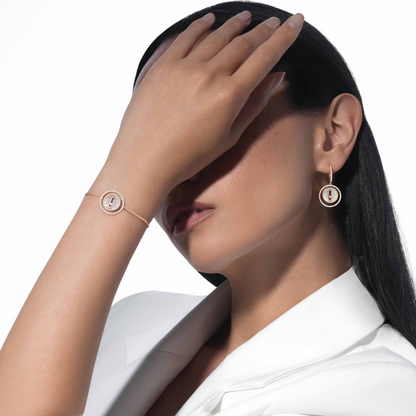 [Luxe Jewelry]LUCKY MOVE WHITE MOTHER OF PEARL PINK GOLD DIAMOND BRACELET