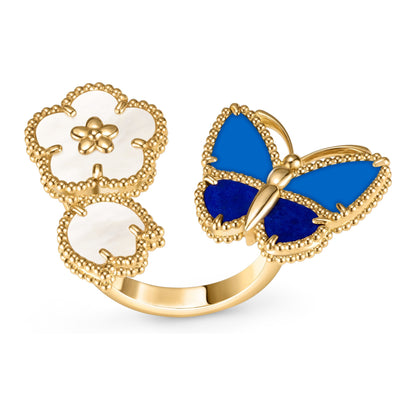 [LUXE]ラッキー スプリング バタフライ オープンフェイス リング