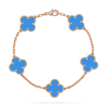 [LUXE] CLOVER 5 MOTIF BLUE AGATE BRACELET COLLECTION