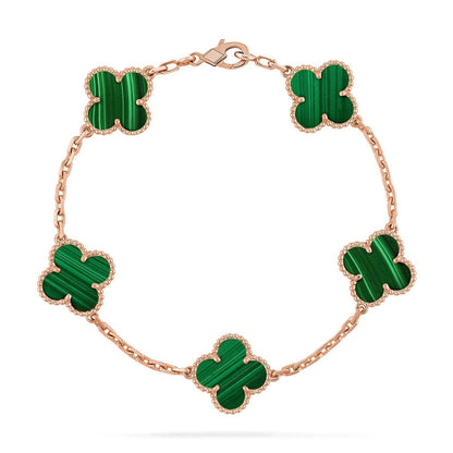 [LUXE] CLOVER 5 MOTIF MALACHITE BRACELET COLLECTION