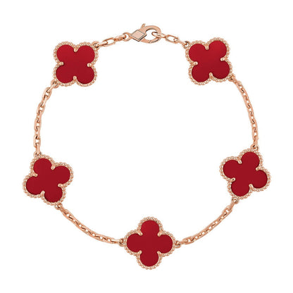 [LUXE] KLEE-ARMBAND MIT 5 MOTIVEN AUS ROTEM KARNEOL