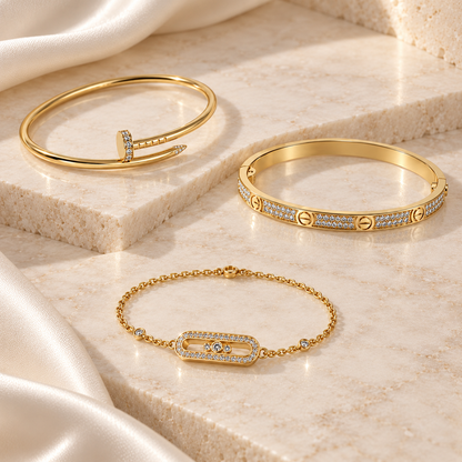 [Luxe Jewelery] LOVE & JUSTE Baby Move Diamond Bracelet Stack Set