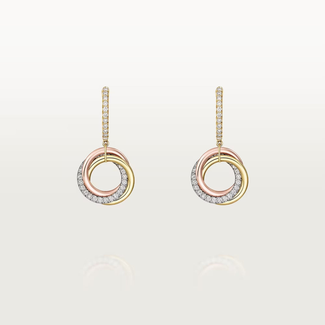 [Luxe Jewelry] TRINITY HALF DIAMOND  EARRINGS