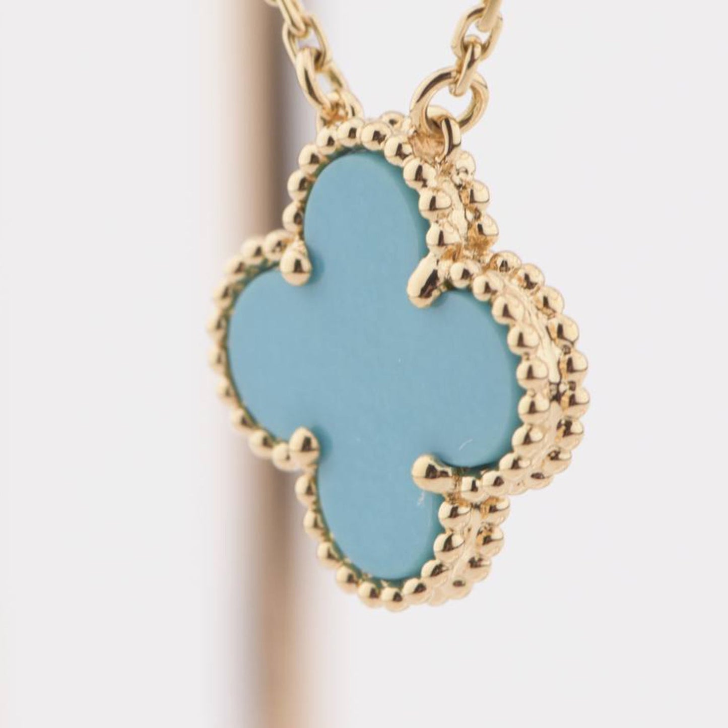 [Luxe]CLOVER 15MM VINTAGE TURQUOISE NECKLACE