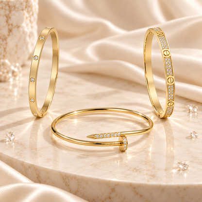 [Luxe Jewelery] JUSTE Diamond & LOVE Diamond Bracelet Stack Set