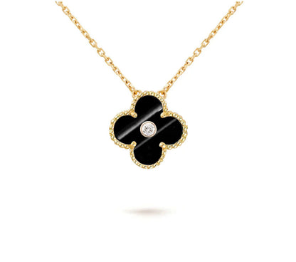 [LUXE]CLOVER 15MM DIAMOND SINGLE FLOWER NECKLACE COLLECTION