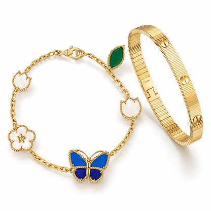 [Luxe Jewelery] Lucky Spring Butterfly 5-Motif & LOVE Unlimited Bracelet Stack Set