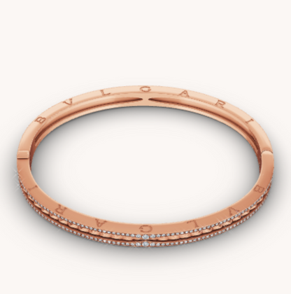 [Luxe]ZERO 1 SPIRAL AND PAVED DIAMOND PINK GOLD BRACELET