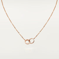 [Luxe Jewelry] LOVE DOUBLE RING HALF DIAMOND NECKLACE